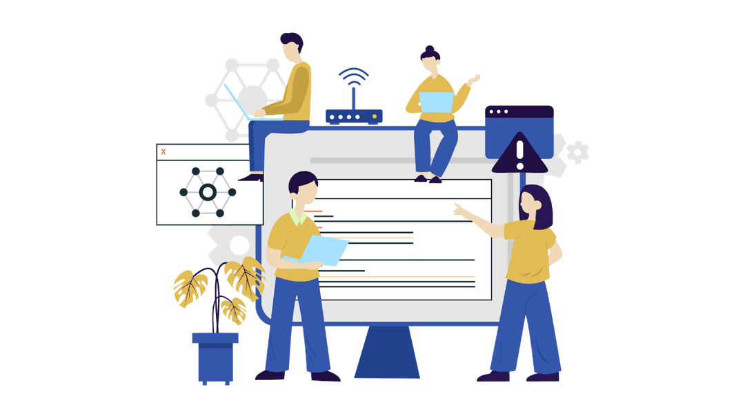 A development team works on a software project on a computer