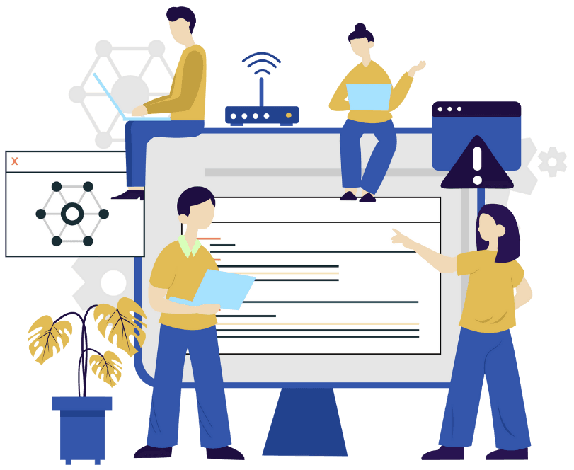 Development team working on an app with Sense-Cube integration