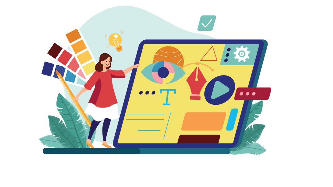 A designer creates a colorful and interactive animation for a learning app